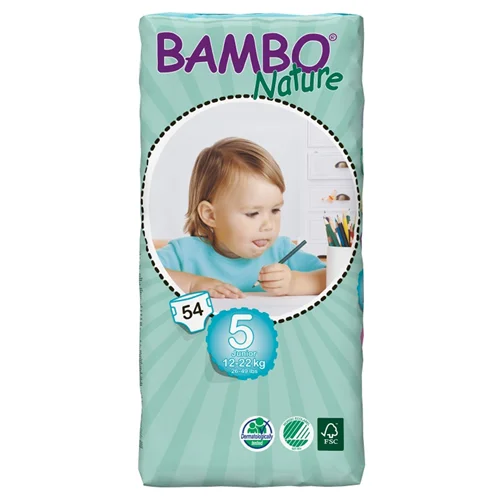 پوشک بچه بامبو نیچر سایز 5 بسته 54 عددی bambo nature diapers size 5